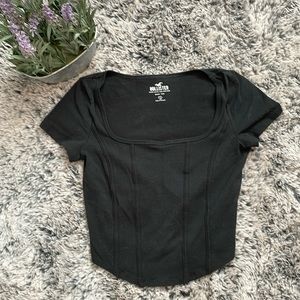 Hollister corset style black cropped t size small